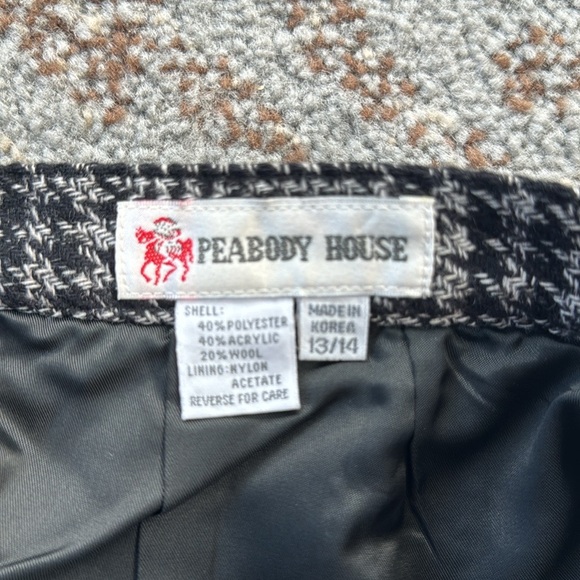 Vintage Peabody House Wool Houndstooth Skirt Suit Set 13/14 - Picture 6 of 15